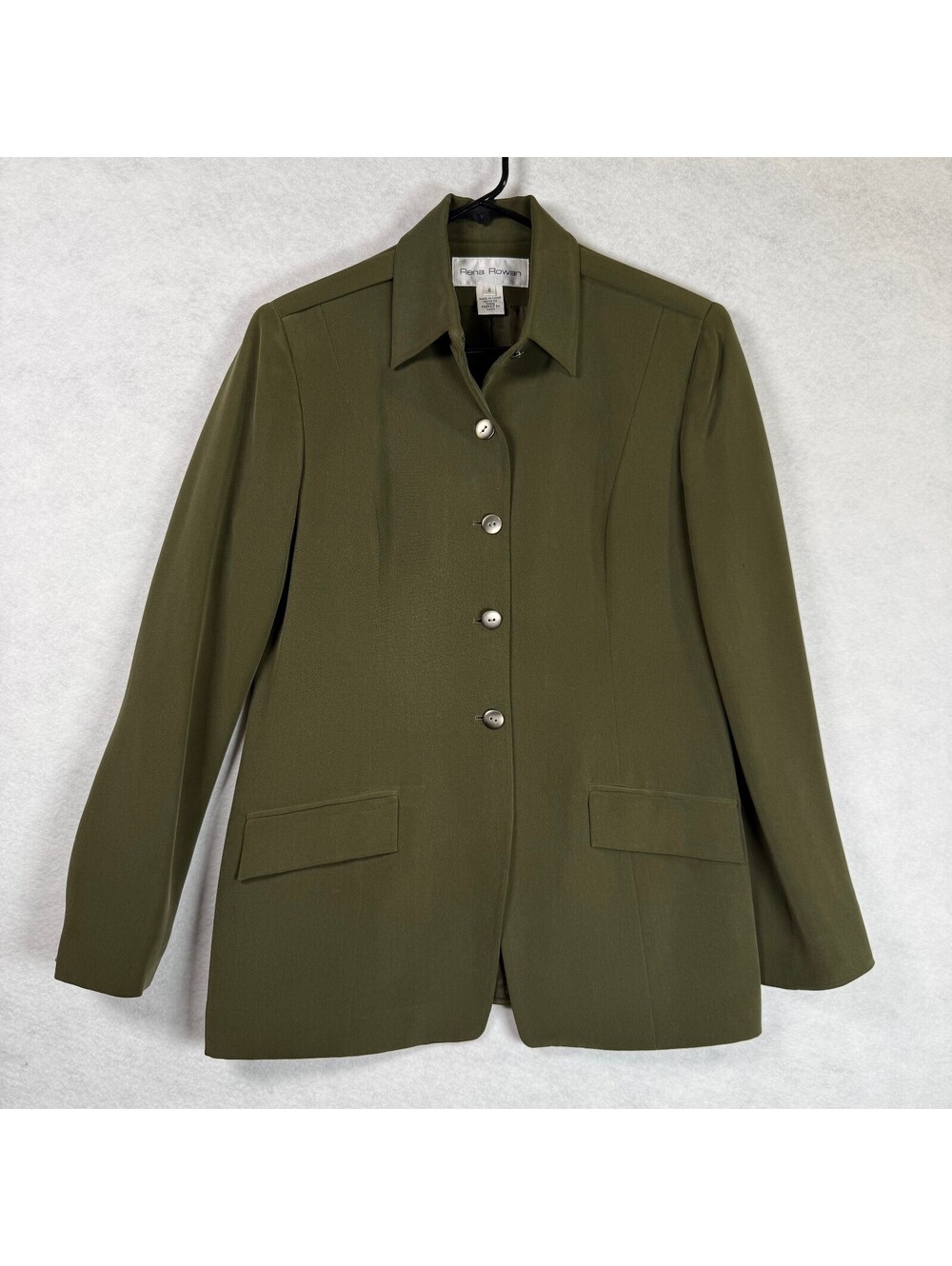 Vintage Rena Rowan Olive Green Blazer Jacket Size 8